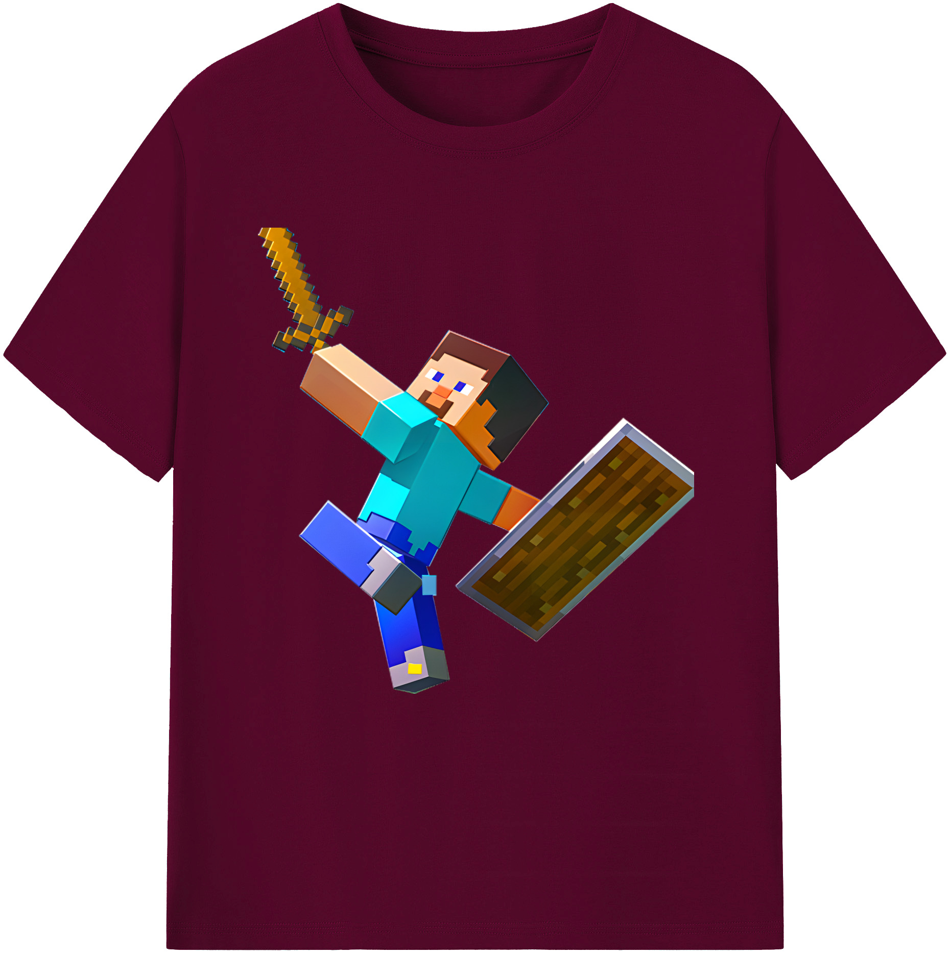（画像用） マインクラフト ブロックの世界 Minecraft MC Block world レディースカジュアルプリントTシャツ（綿100％）